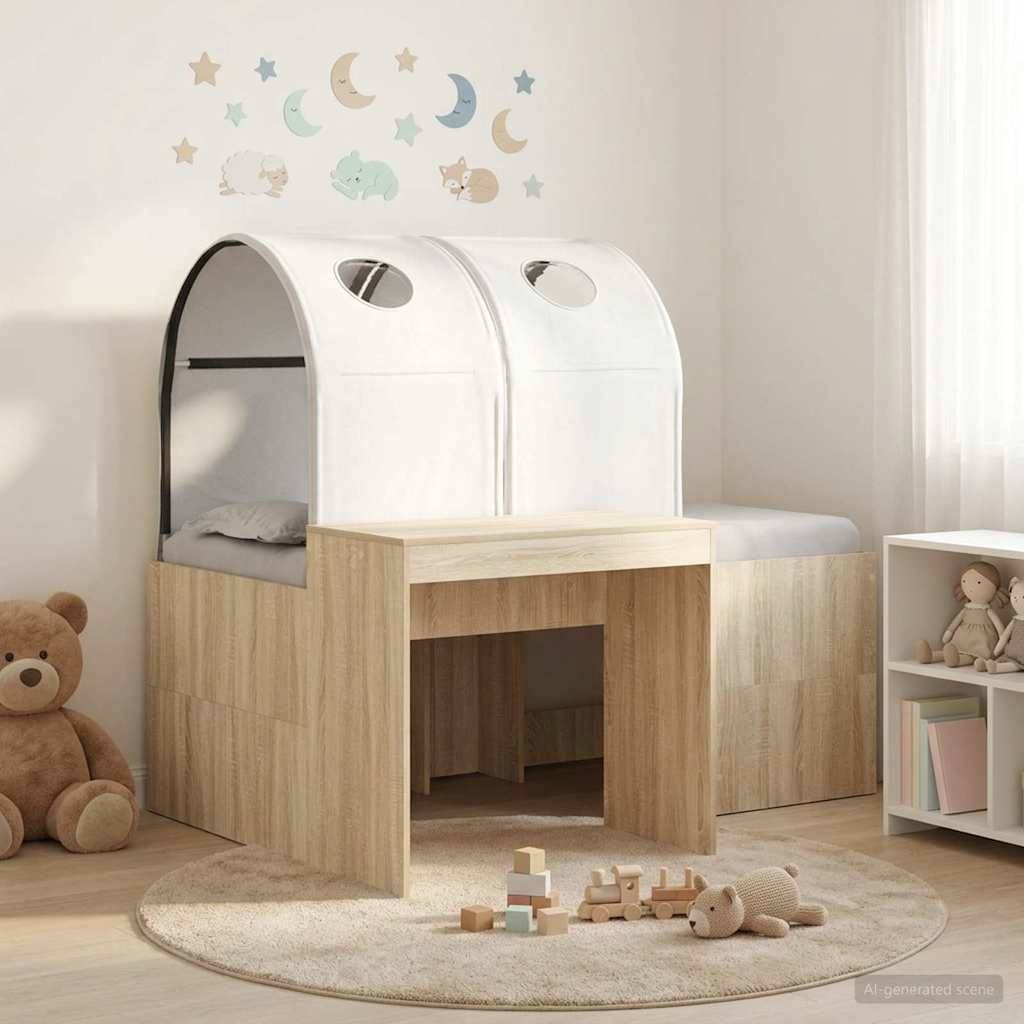 vidaXL Bett mit Tunnel 3 Stk. Artisian Eiche und Weiß Holzwerkstoff