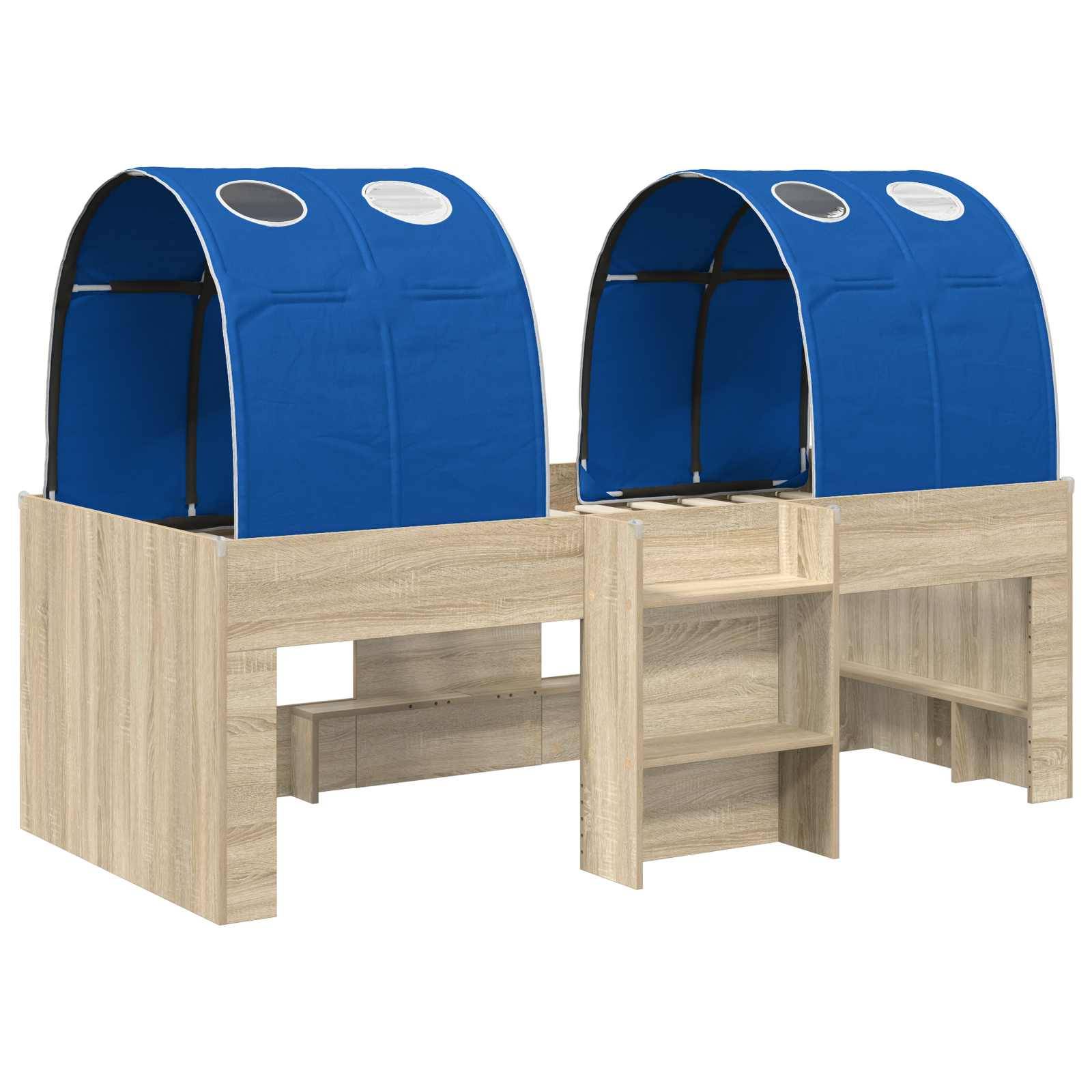 vidaXL Bett mit Tunnel 4 pcs Sonoma Eiche und Blau Holzwerkstoff