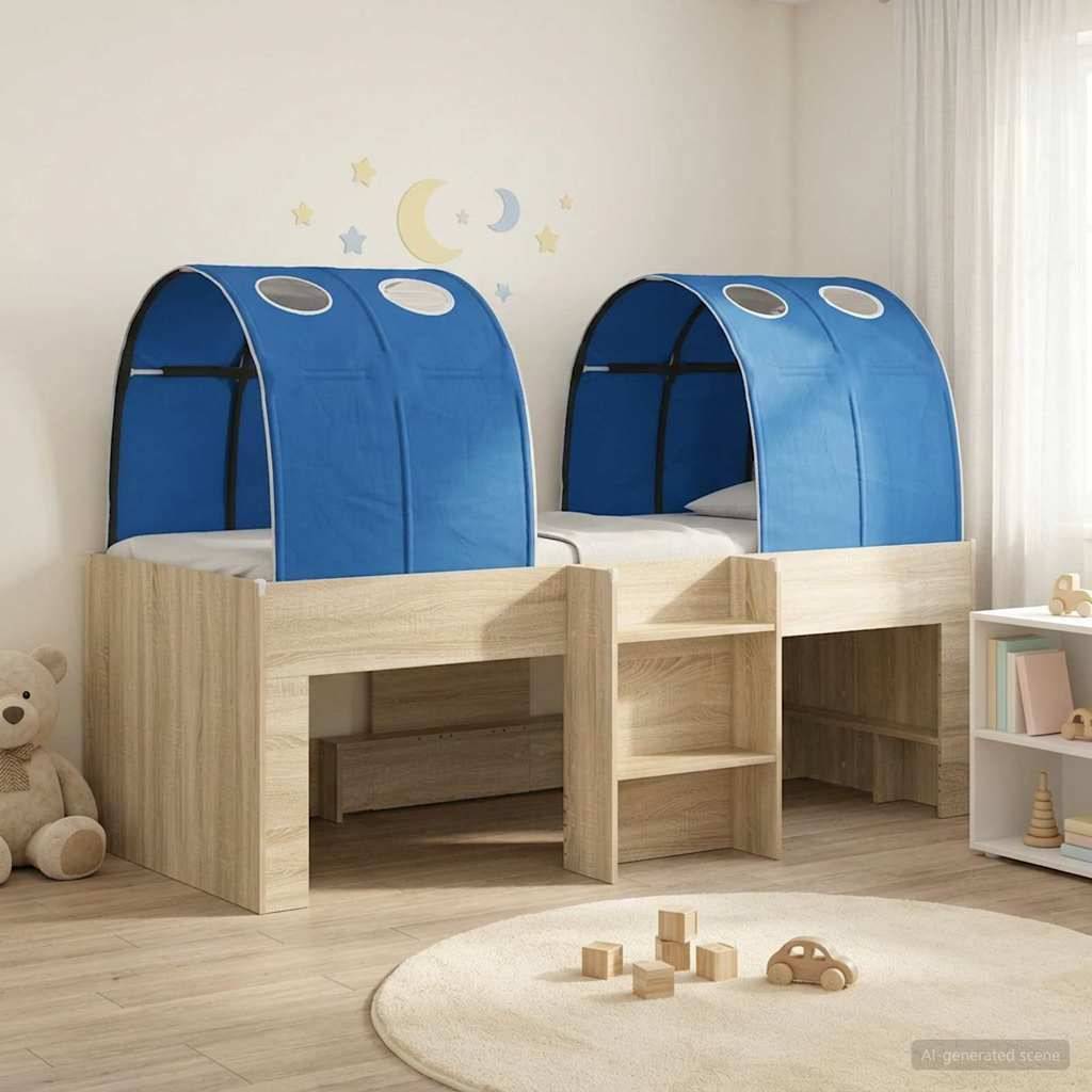 vidaXL Hochbett für Kinder mit Tunnel 3 Stk. Sonoma Eiche und Blau