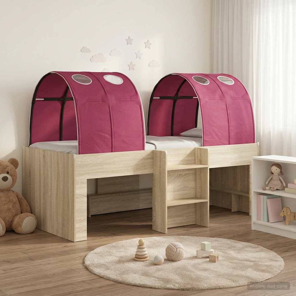 vidaXL Hochbett für Kinder mit Tunnel 3 Stk. Sonoma Eiche und Rot
