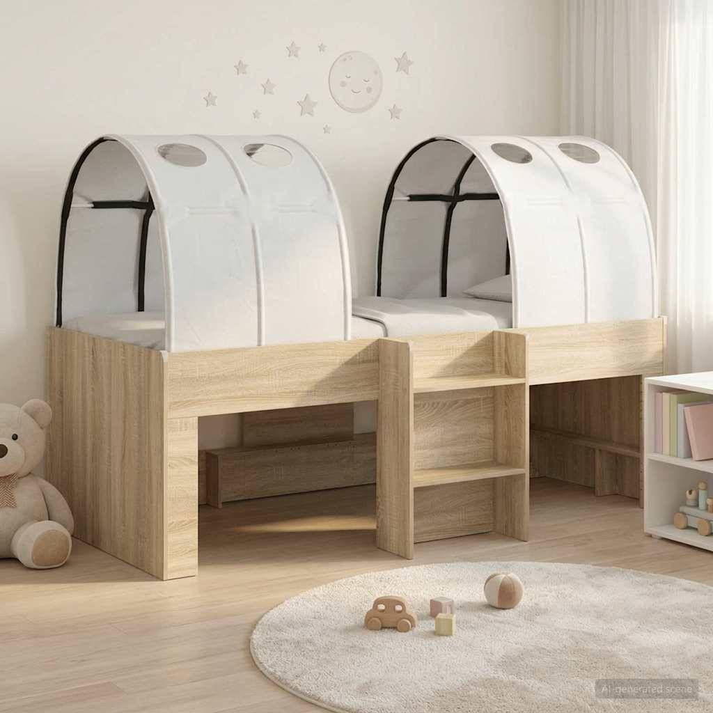 vidaXL Hochbett für Kinder mit Tunnel 3 Stk. Sonoma Eiche und Weiß