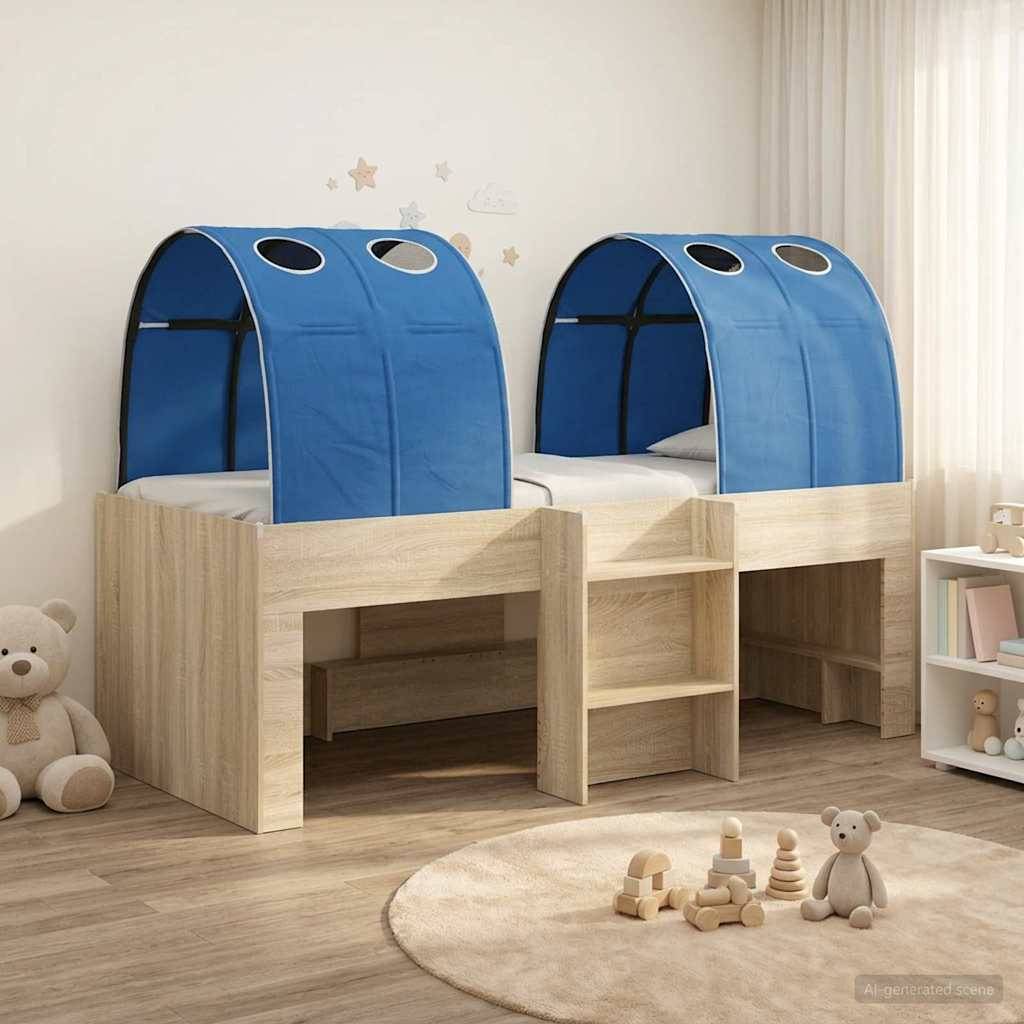 vidaXL Bett mit Tunnel 3 Stk. Sonoma Eiche und Blau Holzwerkstoff