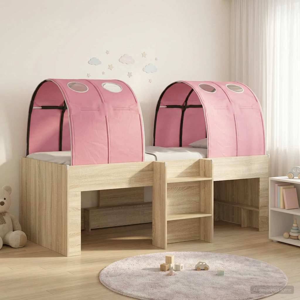 vidaXL Bett mit Tunnel 3 Stk. Sonoma Eiche und Pink Holzwerkstoff