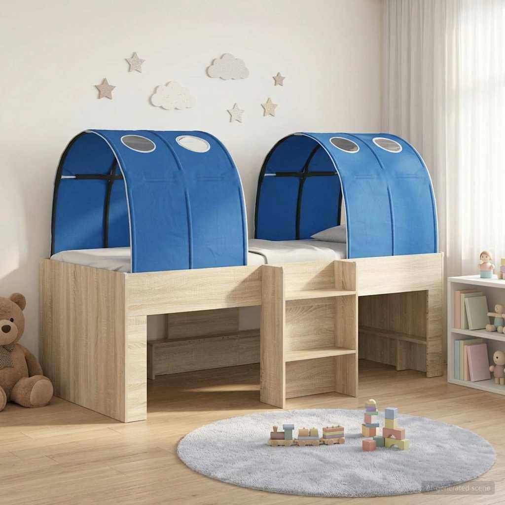 vidaXL Bett mit Tunnel 3 Stk. Sonoma und Blau Holzwerkstoff