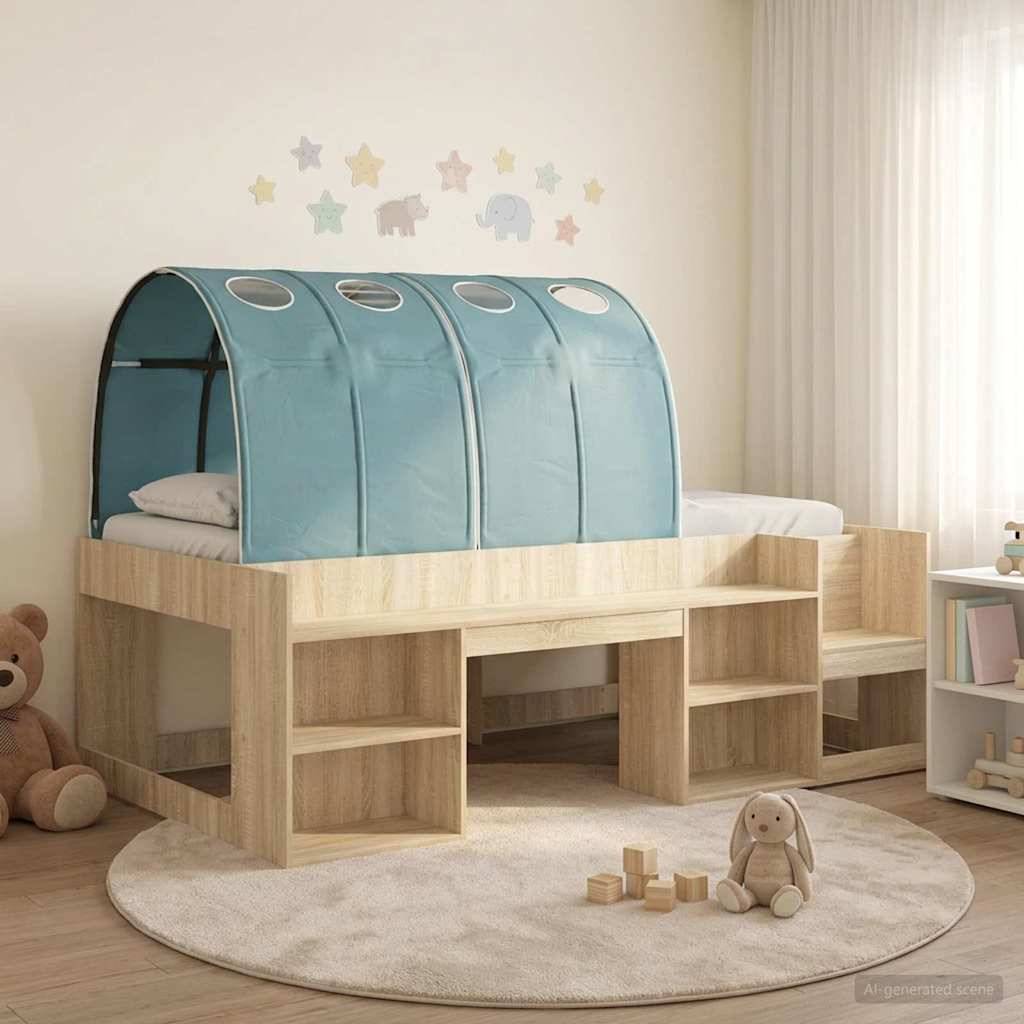 vidaXL Bett mit Tunnel 3 Stk. Sonoma und Hellblau Holzwerkstoff