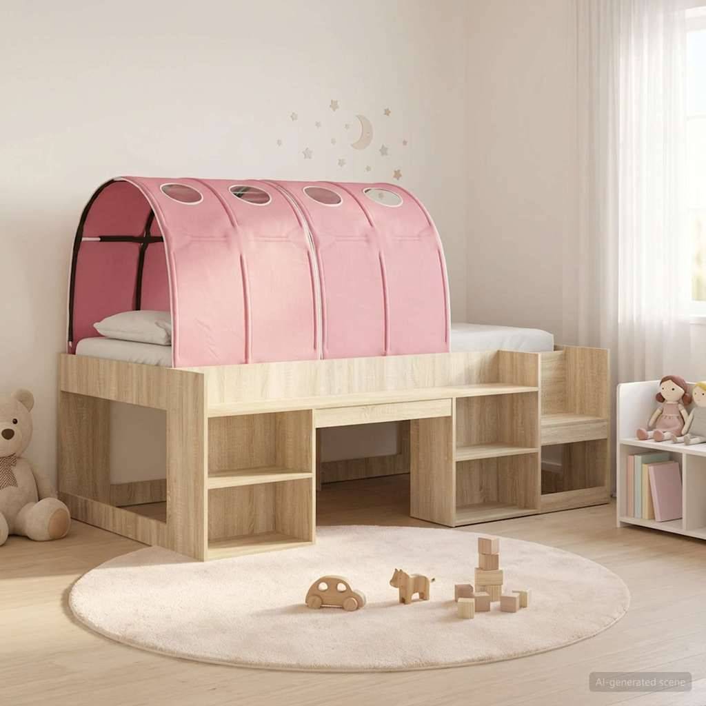 vidaXL Hochbett für Kinder mit Stauraum 3 Stk. Sonoma Eiche und Pink