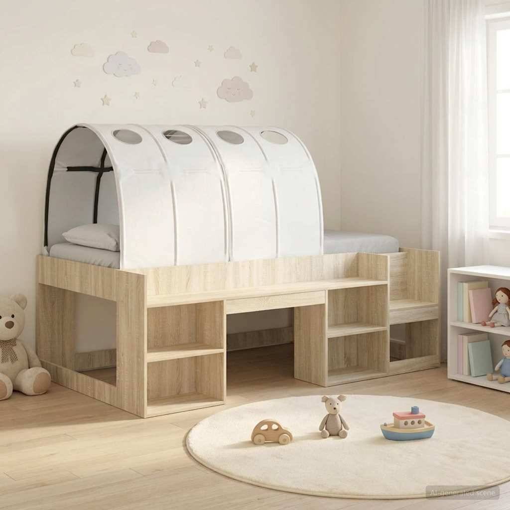 vidaXL Hochbett für Kinder mit Stauraum 3 Stk. Sonoma Eiche und Weiß