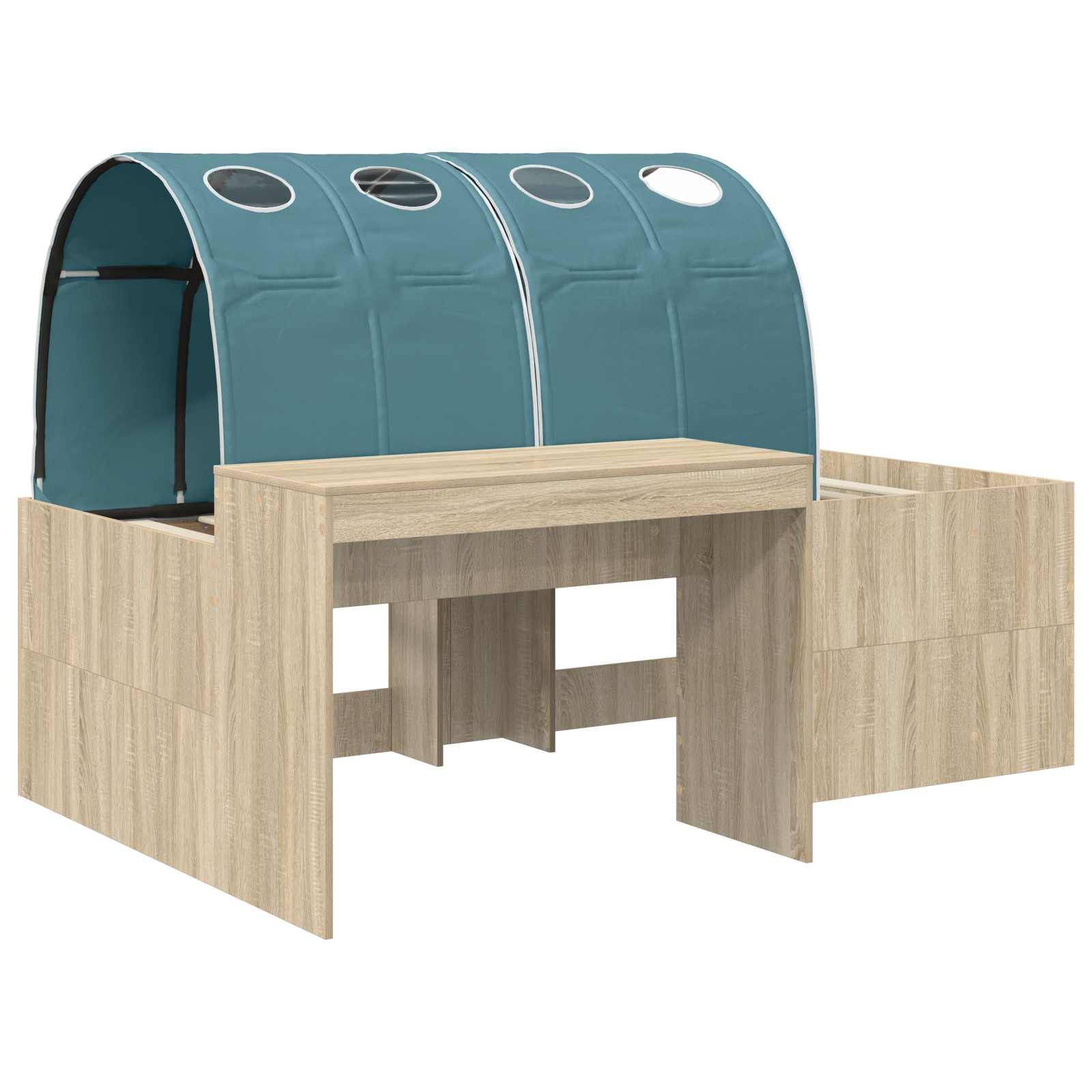vidaXL Bettrahmen mit Tunnel 3 Stk. Sonoma Eiche und Hellblau