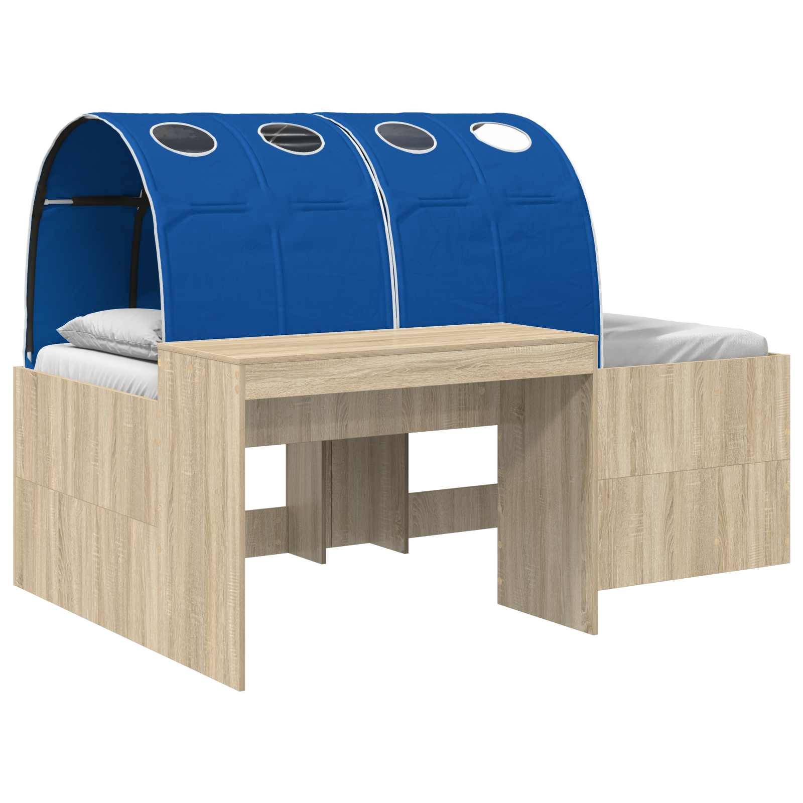 vidaXL Bettrahmen mit Tunnel mit Regal 3 Stk. Sonoma Eiche und Blau
