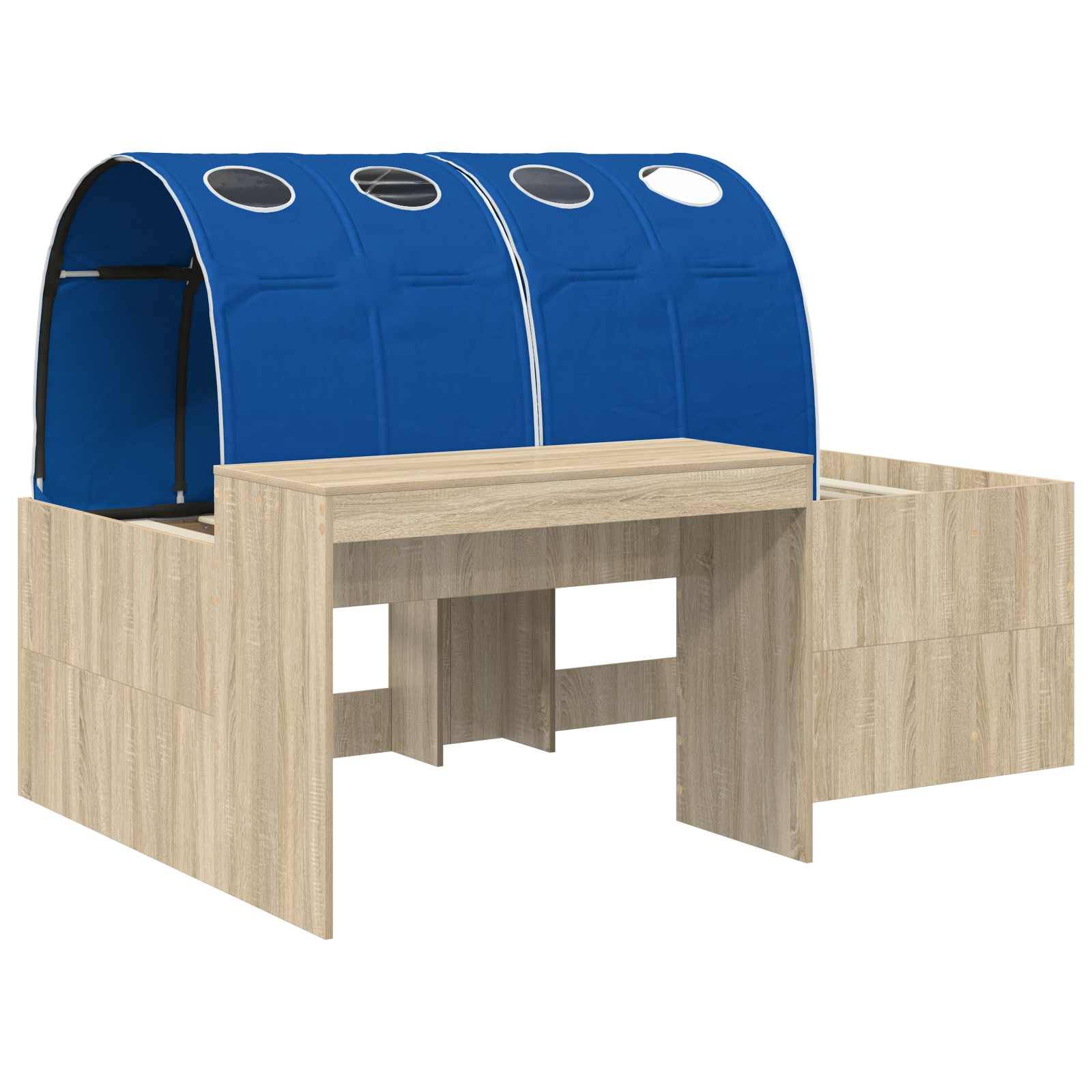 vidaXL Bettrahmen mit Tunnel mit Regal 3 Stk. Sonoma Eiche und Blau