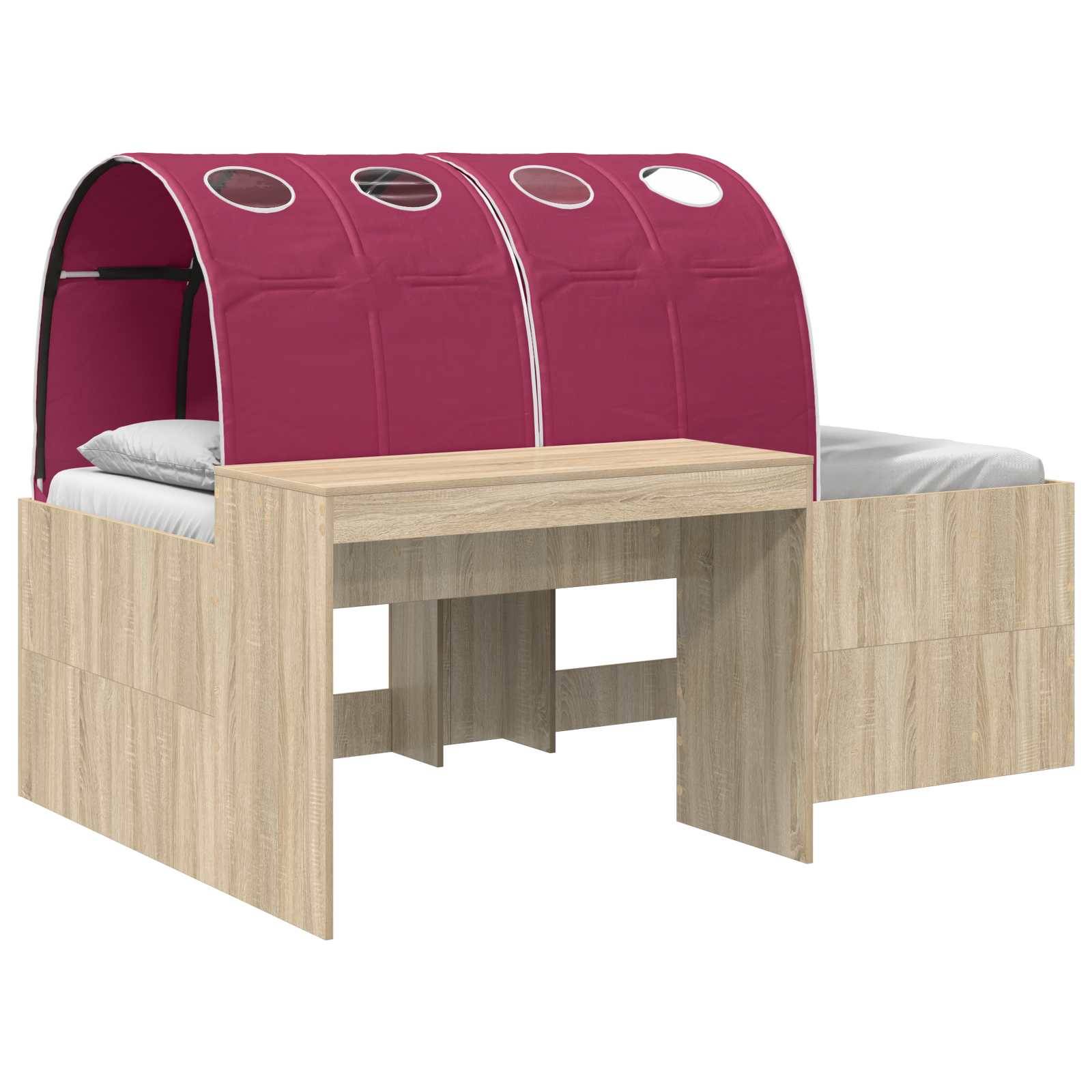 vidaXL Bettrahmen mit Tunnel 3 Stk. Sonoma Eiche und Rot Holzwerkstoff
