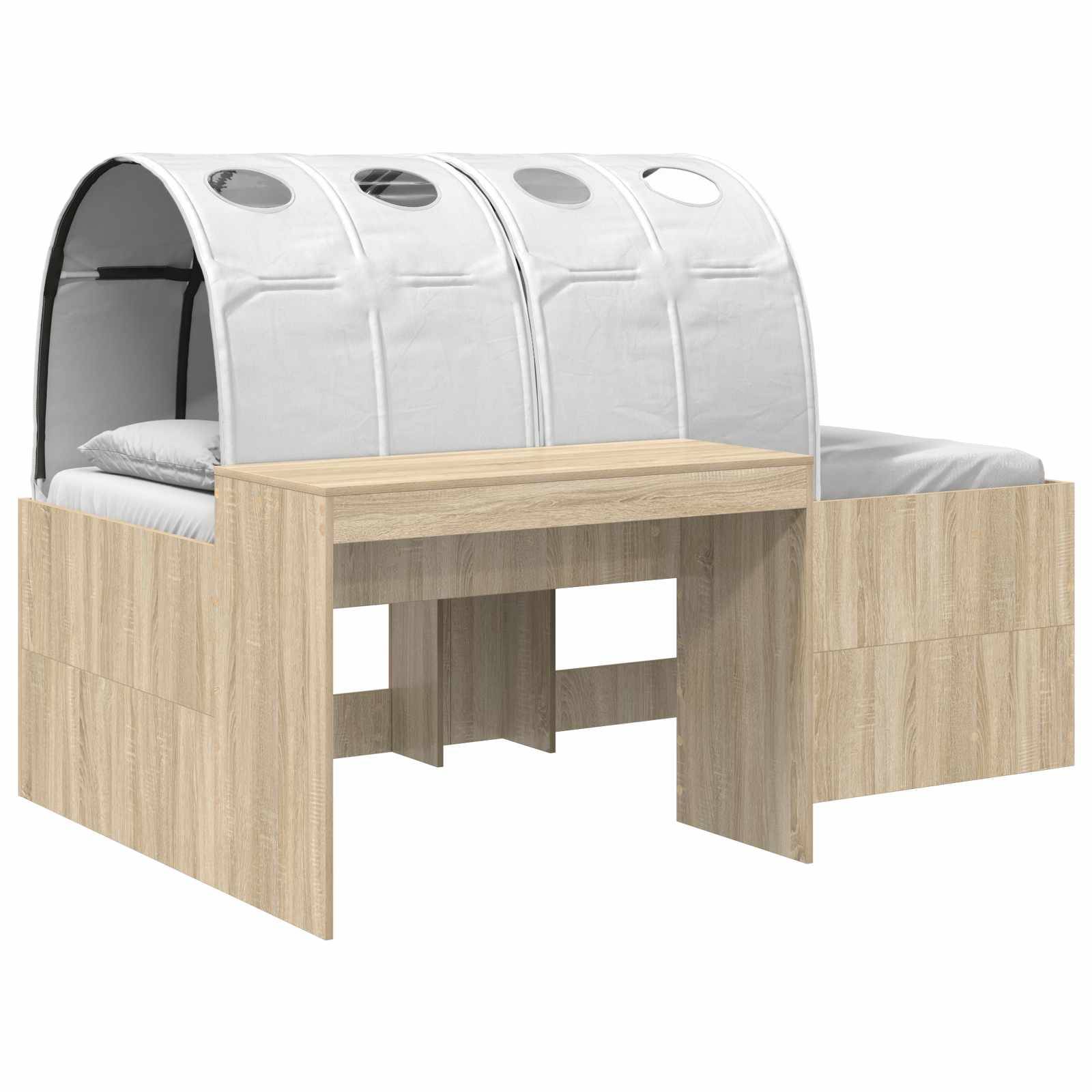 vidaXL Bettrahmen mit Tunnel mit Regal 3 Stk. Sonoma-Eiche und Weiß