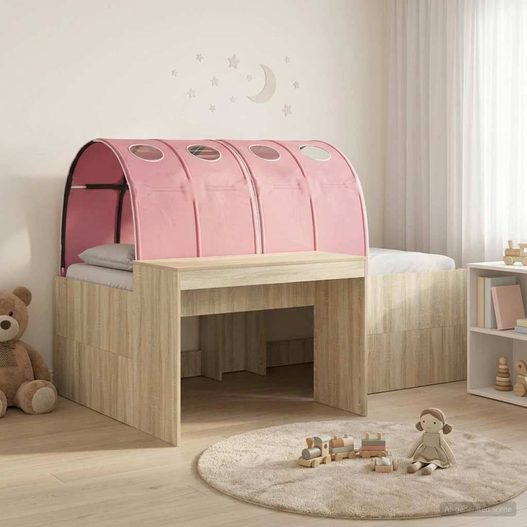 vidaXL Bett mit Tunnel 3 Stk. Artisian Eiche und Pink Holzwerkstoff