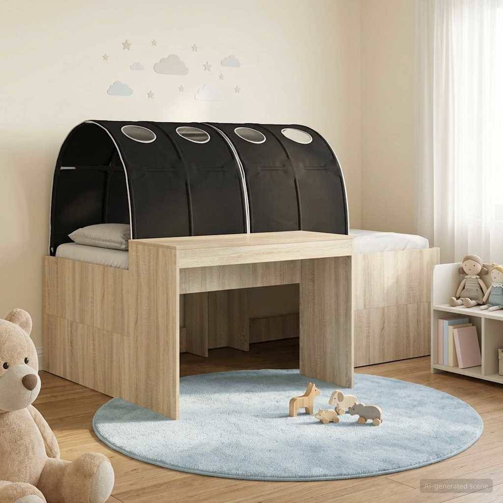 vidaXL Bett mit Tunnel 3 Stk. Artisian Eiche und Schwarz Holzwerkstoff