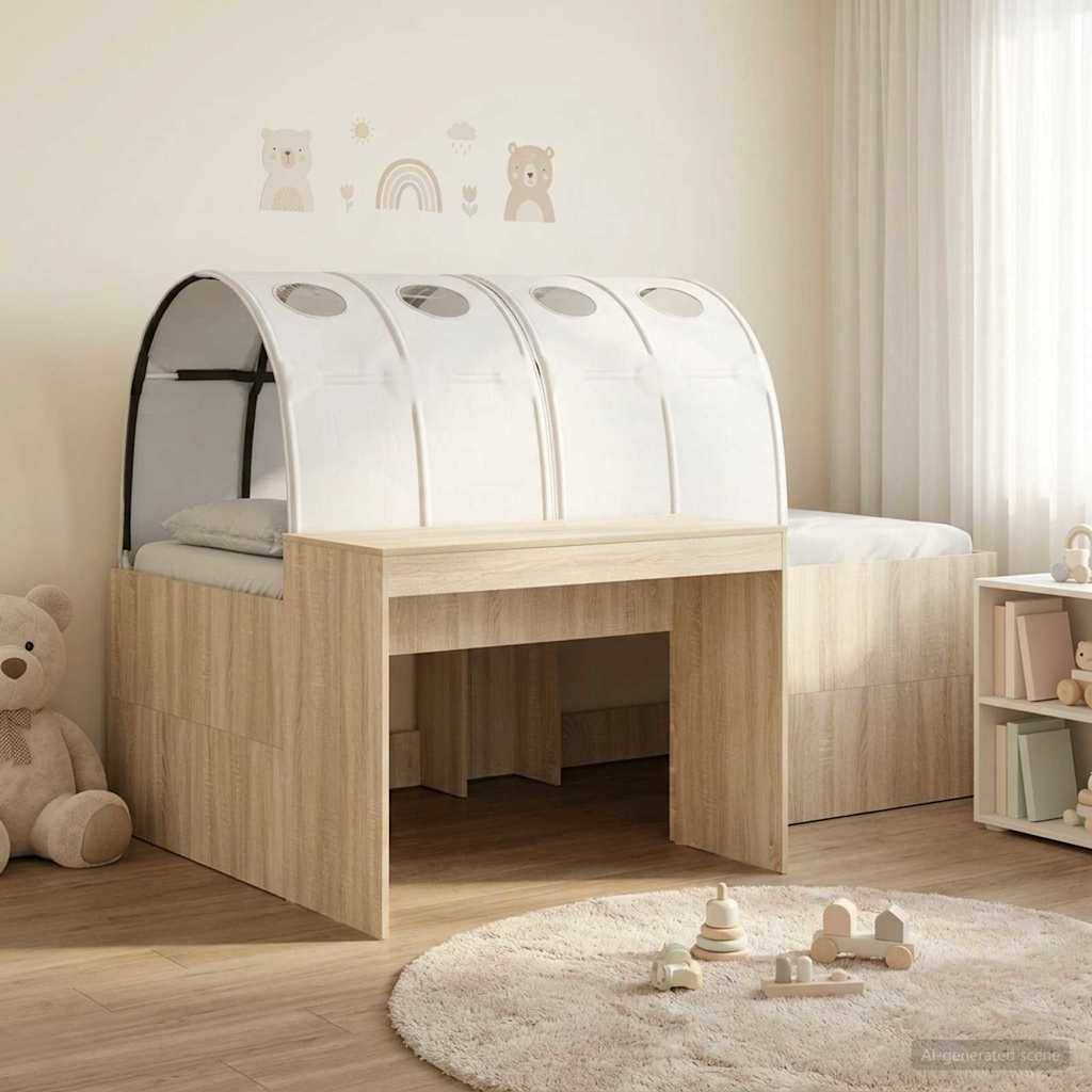 vidaXL Bett mit Tunnel 3 Stk. Artisian Eiche und Weiß Holzwerkstoff