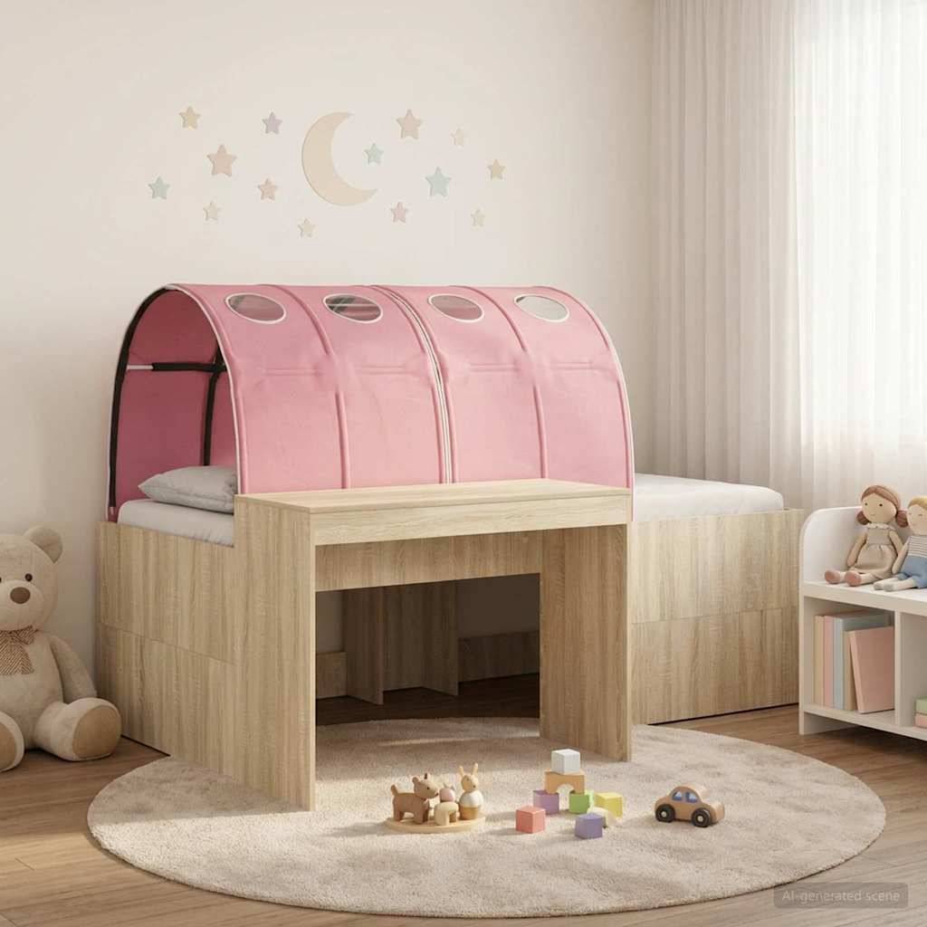 vidaXL Bett mit Tunnel 3 Stk. Sonoma Eiche und Pink Holzwerkstoff
