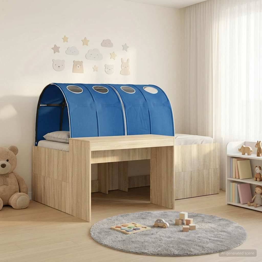 vidaXL Bett mit Tunnel 3 Stk. Artisian Eiche und Blau Holzwerkstoff