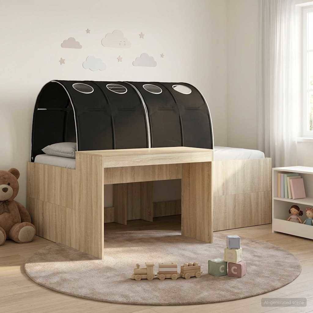vidaXL Bett mit Tunnel 3 Stk. Artisian Eiche und Schwarz Holzwerkstoff