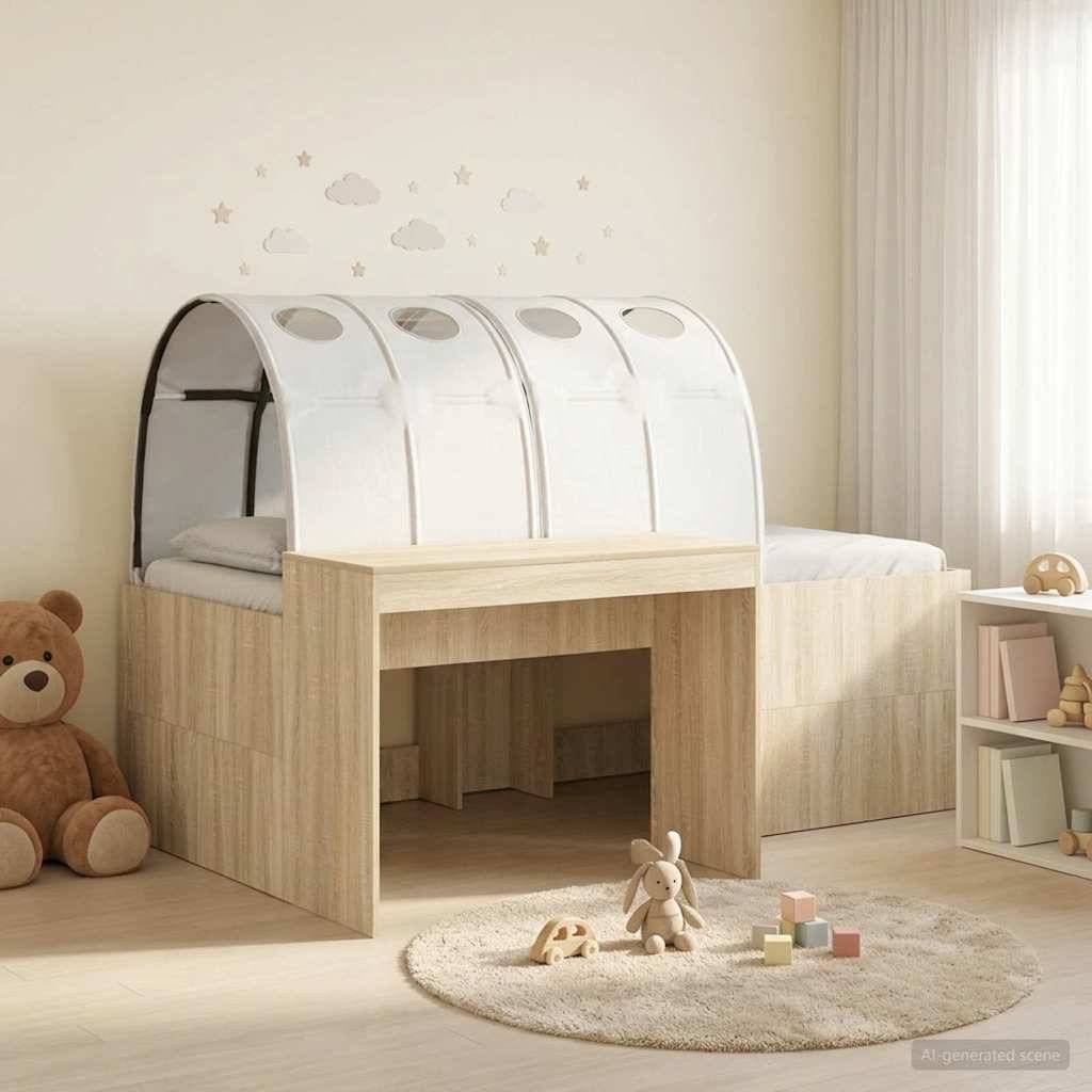 vidaXL Bett mit Tunnel 3 Stk. Artisian Eiche und Weiß Holzwerkstoff