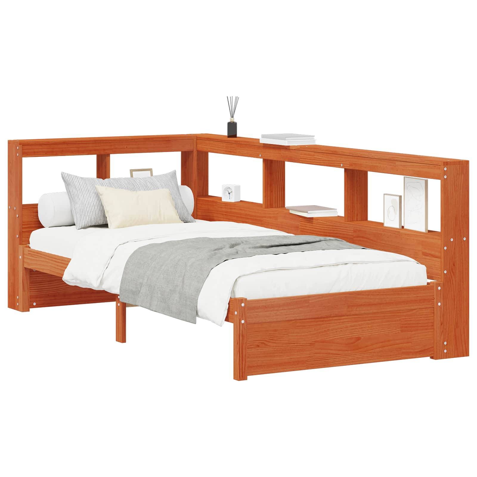 vidaXL Bücherregal-Bett mit Kopfteil mit Speicher Massivholz Kiefer