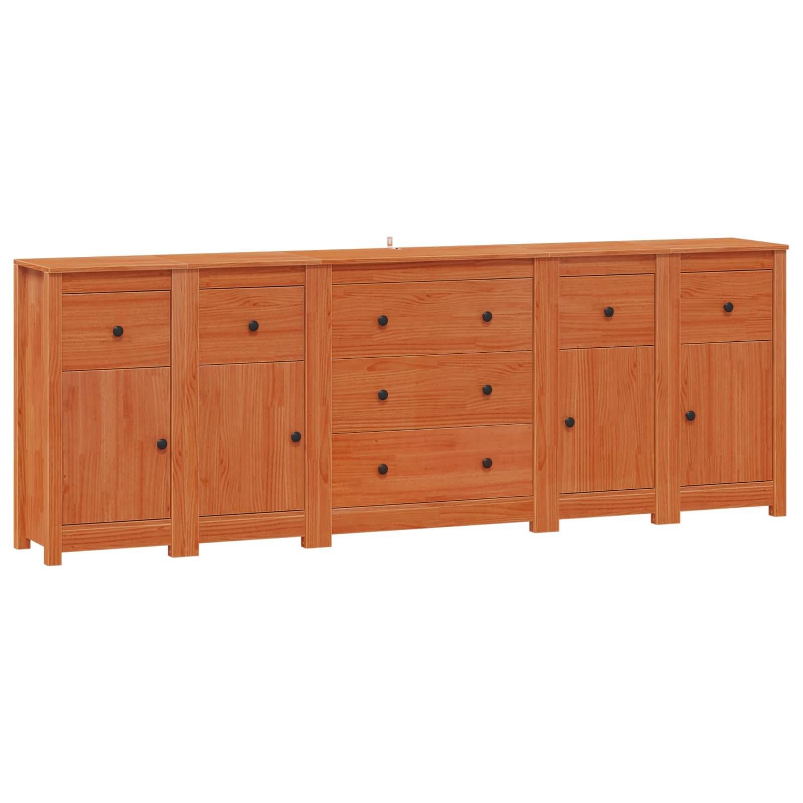 vidaXL Sideboard mit Schubladen 5 pcs Wachsbraun Massives Kiefernholz
