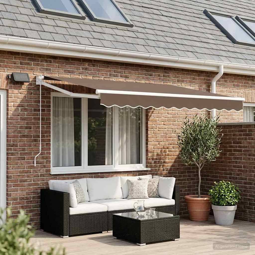 vidaXL Manuelle Gelenkarmmarkise mit LEDs Taupe