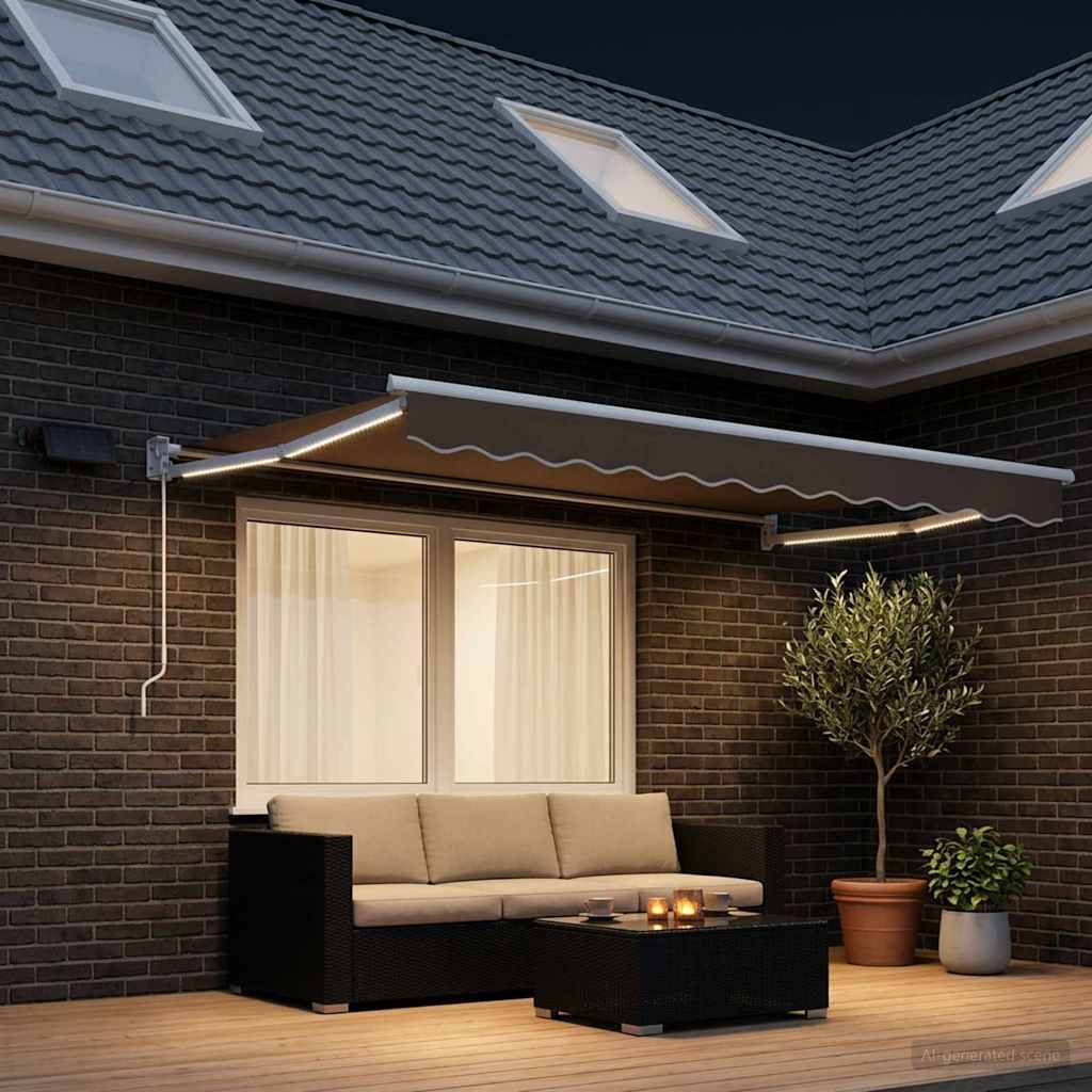 vidaXL Manuelle Gelenkarmmarkise mit LEDs Taupe