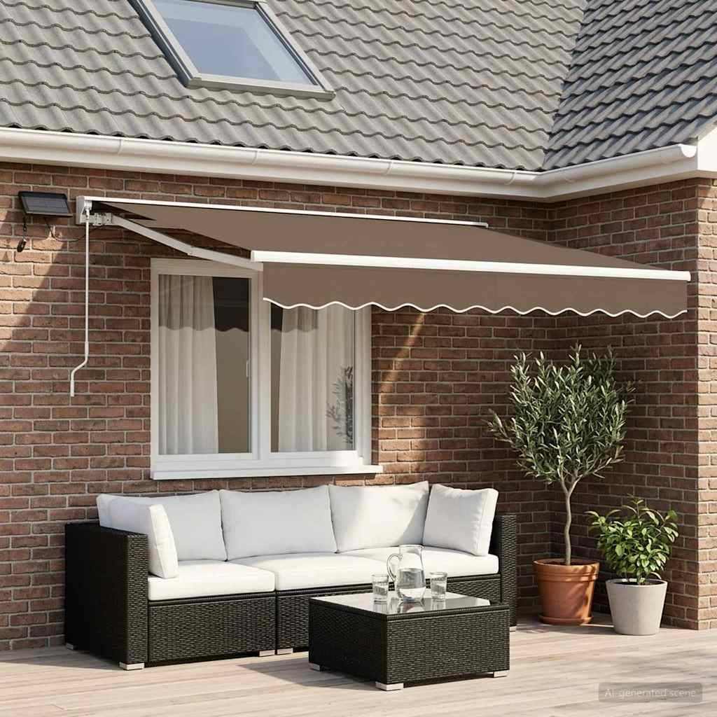 vidaXL Manueller Markisenrahmen mit LEDs Taupe 3,5 x 2,5 m
