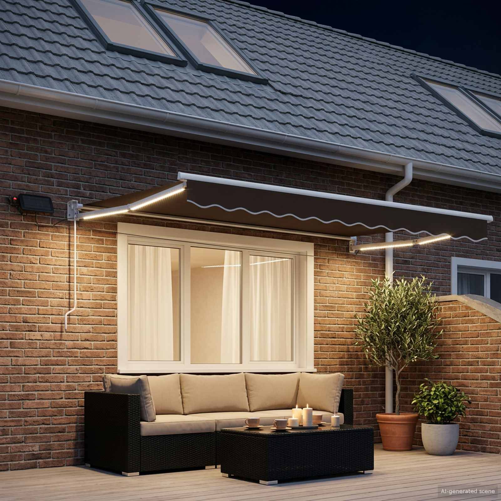 vidaXL Manuelle Gelenkarmmarkise mit LEDs Taupe