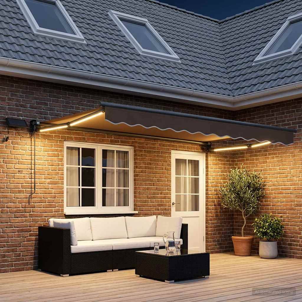 vidaXL Manuelle Gelenkarmmarkise mit LEDs Taupe