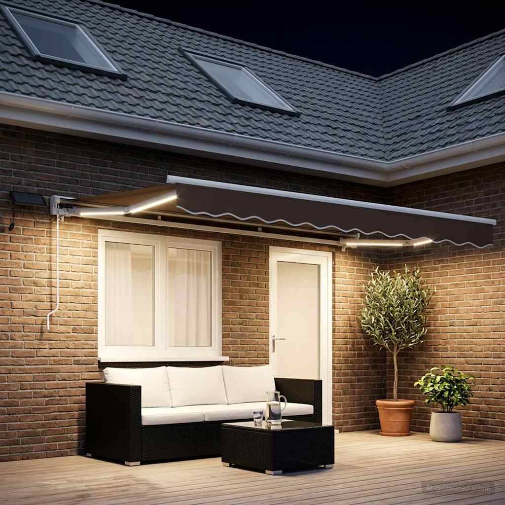 vidaXL Manueller Markisenrahmen mit LEDs Taupe 4 x 2 m