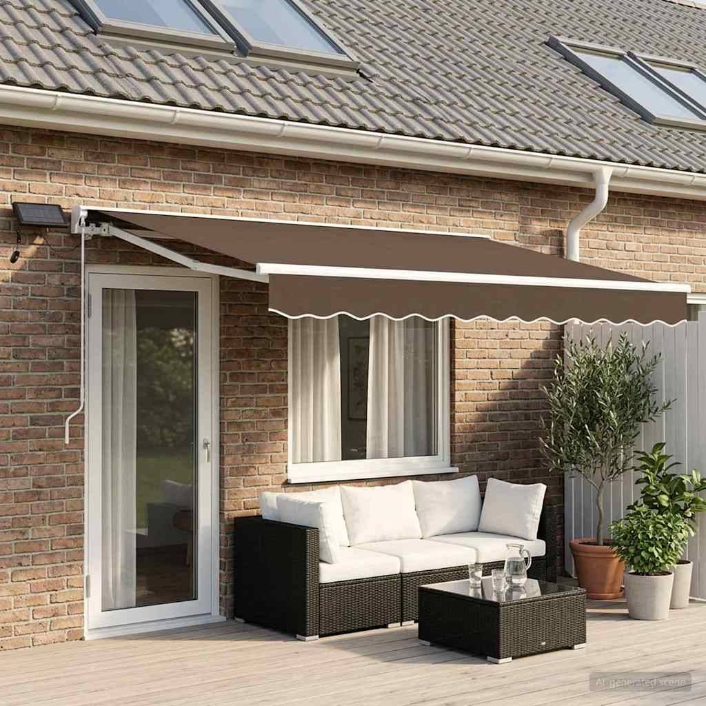 vidaXL Manueller Markisenrahmen mit LEDs Taupe 4 x 3 m
