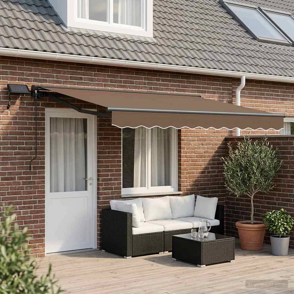 vidaXL Manueller Markisenrahmen mit LEDs Taupe 4 x 2 m