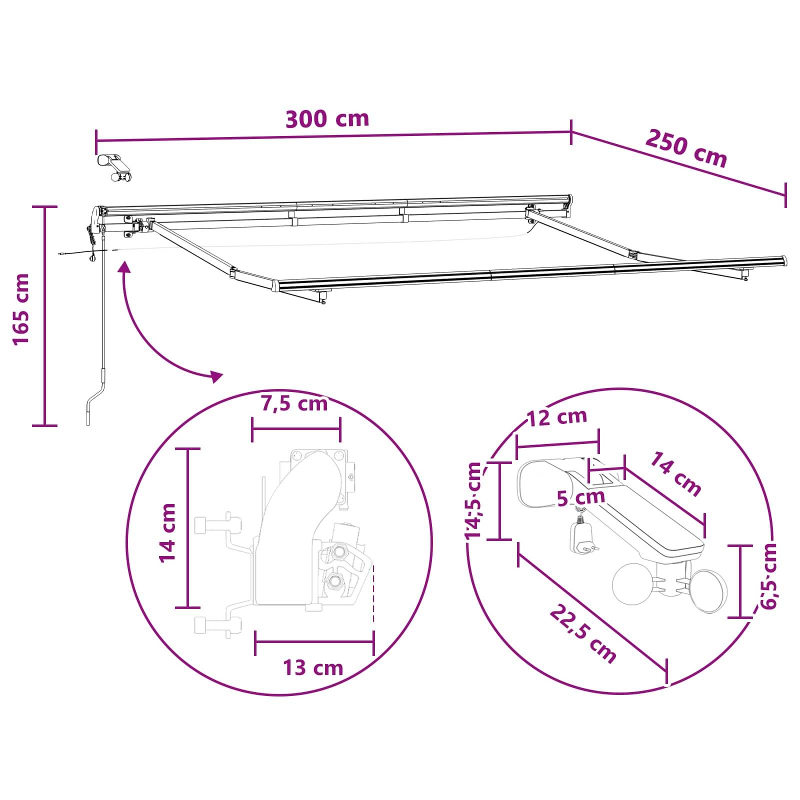 vidaXL Elektrische ausziehbare Markise Taupe 3 x 2,5 m