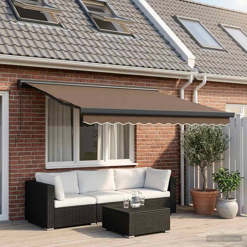 vidaXL Ausziehbare Markise Taupe 350 x 250 cm Leinen und Aluminium