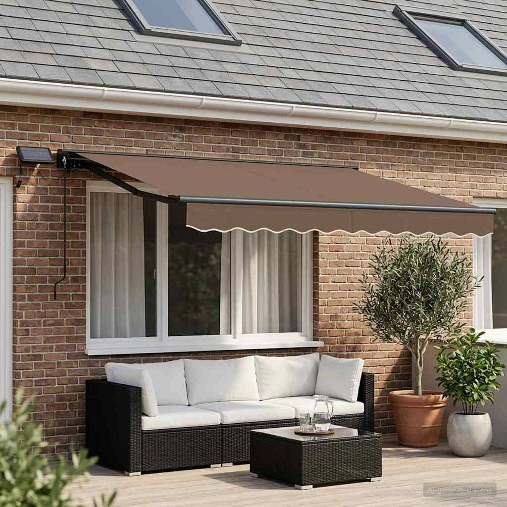 vidaXL Manueller Markisenrahmen mit LEDs Taupe 3 x 2,5 m