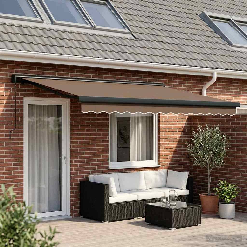 vidaXL Ausziehbare Markise Taupe 400 x 300 cm Leinen und Aluminium