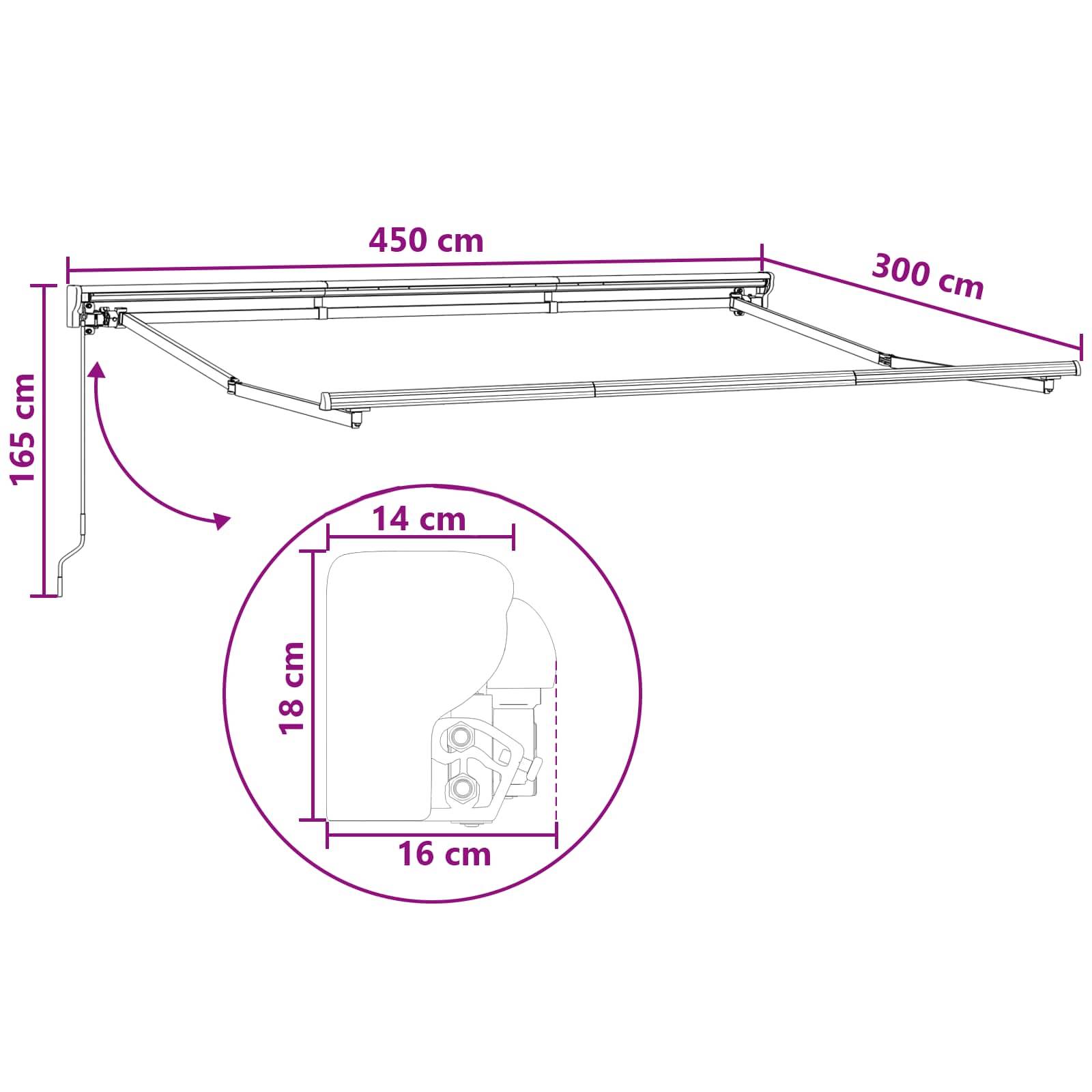 vidaXL Einziehbare Markise Taupe 4,5 × 3 m Polyester und Aluminium