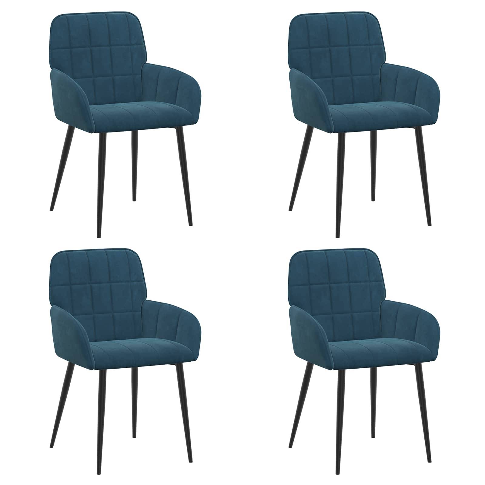 vidaXL Esszimmerstühle 4 pcs Samt (V) Blau 57 x 50 x 85 cm