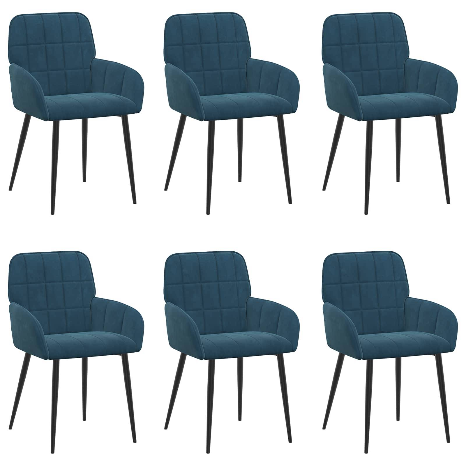 vidaXL Esszimmerstühle 6 pcs Samt (V) Blau 57 x 50 x 85 cm