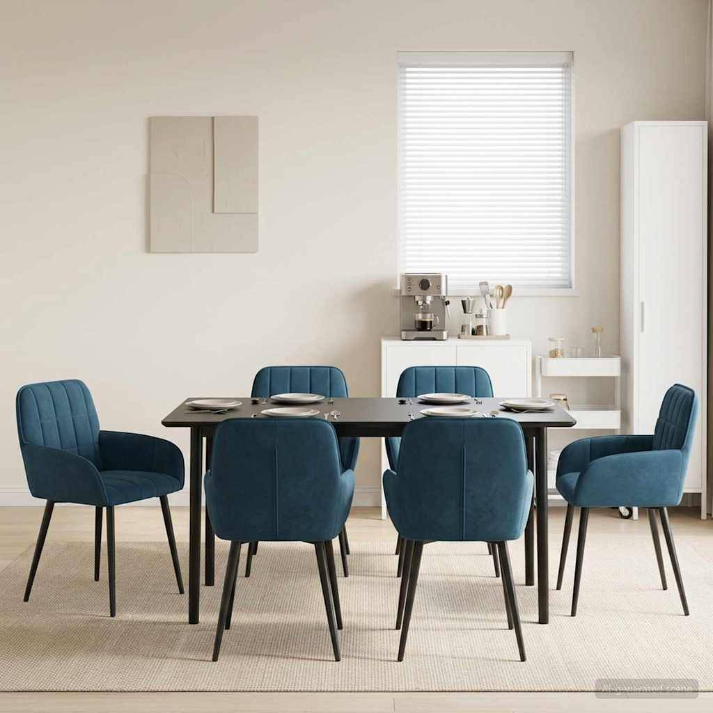 vidaXL Esszimmerstühle 6 pcs Samt (V) Blau 57 x 50 x 85 cm