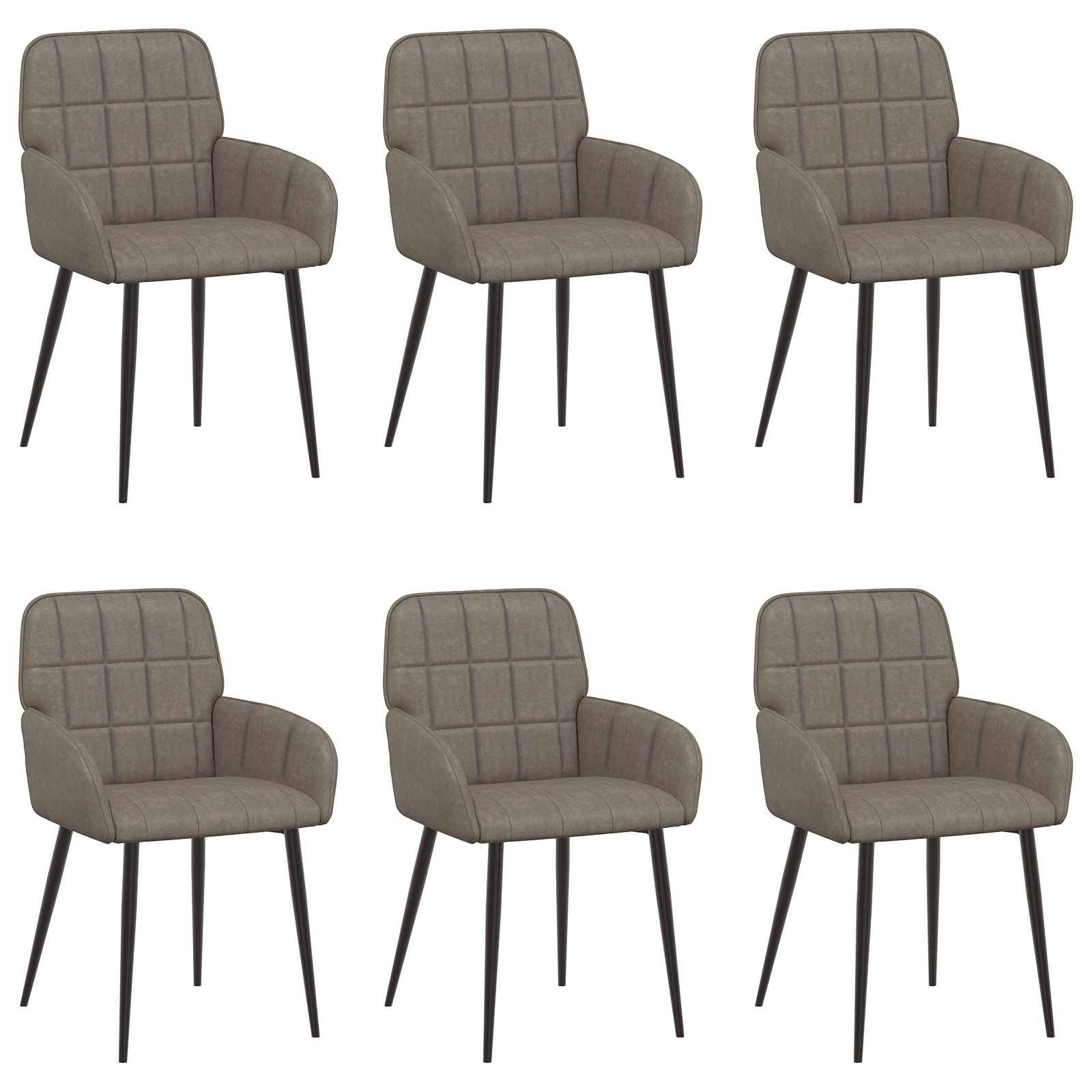 vidaXL Esszimmerstühle 6 pcs Kunstleder Grau 57 x 50 x 85 cm