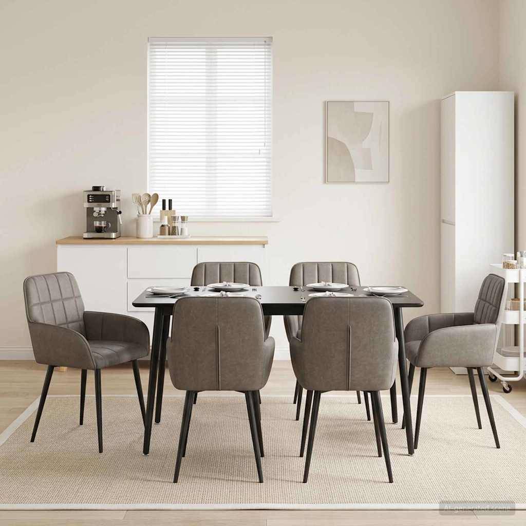 vidaXL Esszimmerstühle 6 pcs Kunstleder Grau 57 x 50 x 85 cm