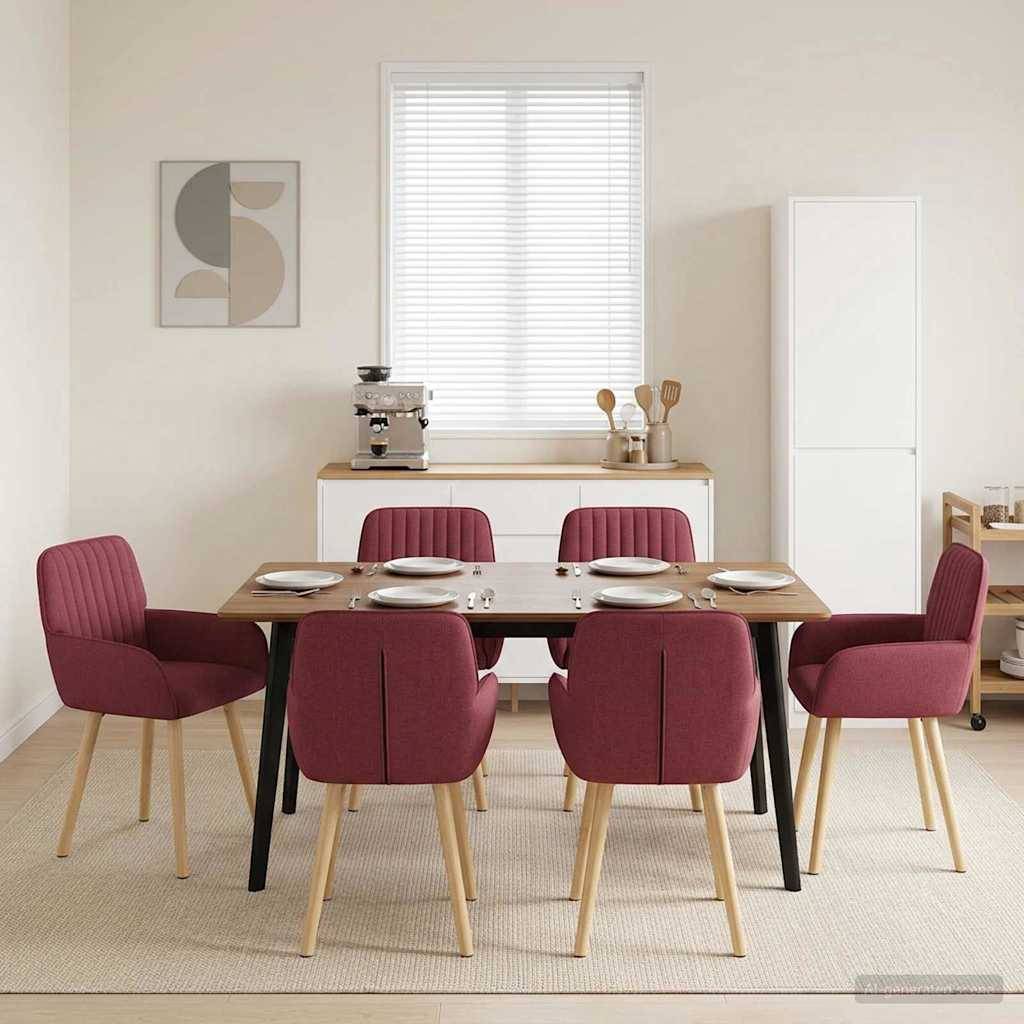 vidaXL Esszimmerstühle 6 pcs Stoff Weinrot 56,5 x 50 x 87,5 cm