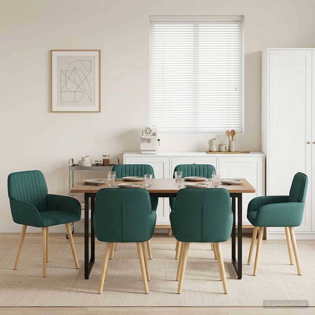 vidaXL Esszimmerstühle 6 pcs Stoff Dunkelgrün 56,5 x 50 x 87,5 cm