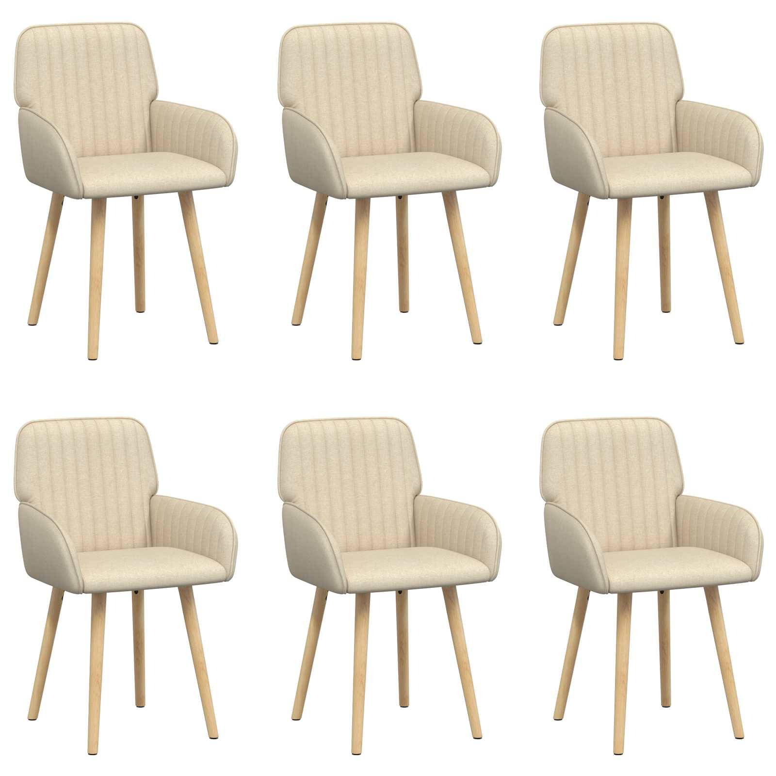 vidaXL Esszimmerstühle 6 pcs Stoff Creme 56,5 x 50 x 87,5 cm