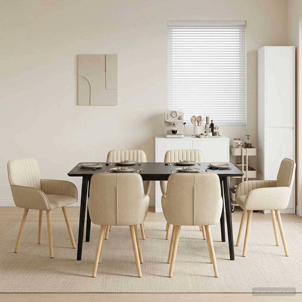 vidaXL Esszimmerstühle 6 pcs Stoff Creme 56,5 x 50 x 87,5 cm