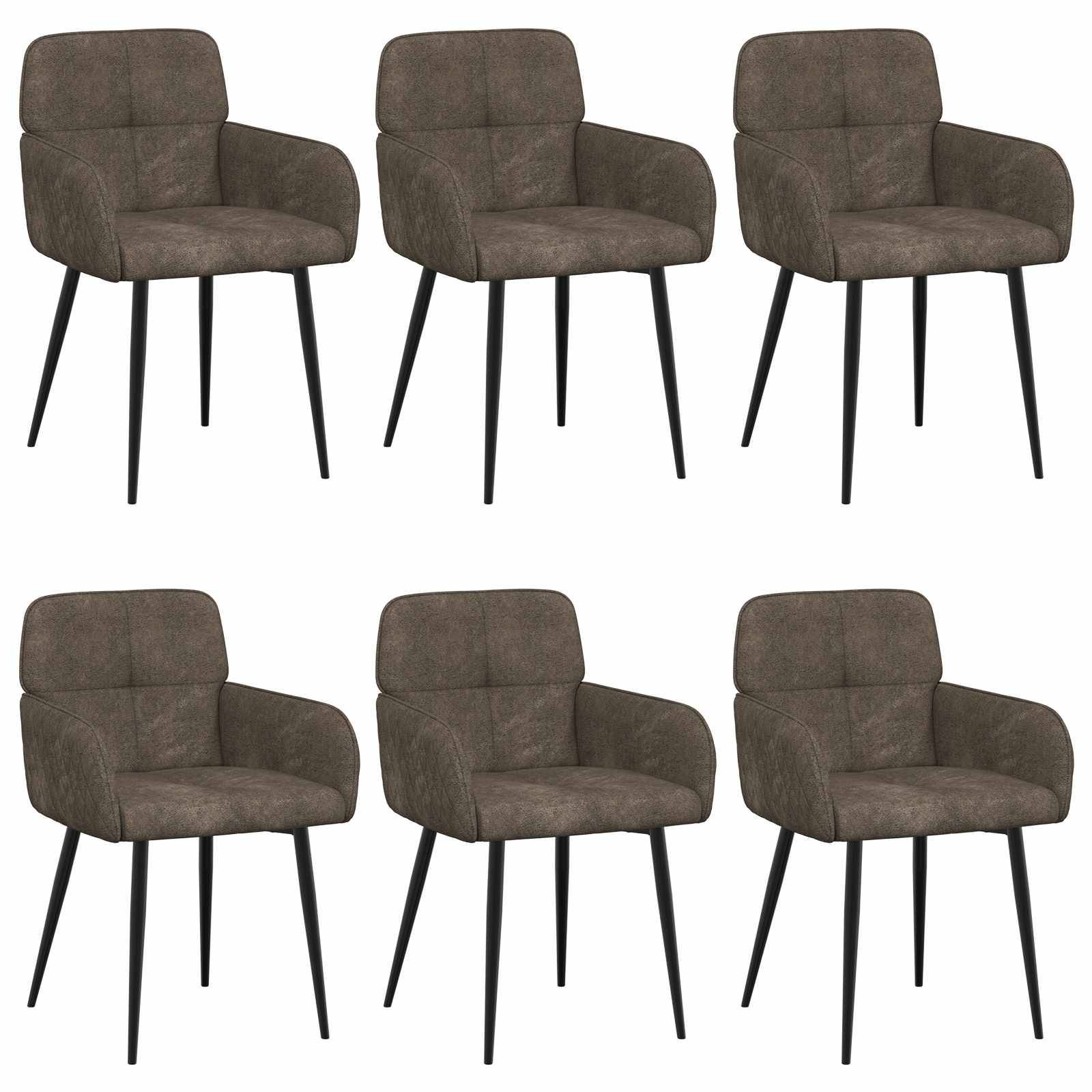 vidaXL Esszimmerstühle 6 pcs Kunstwildleder Dunkelgrau