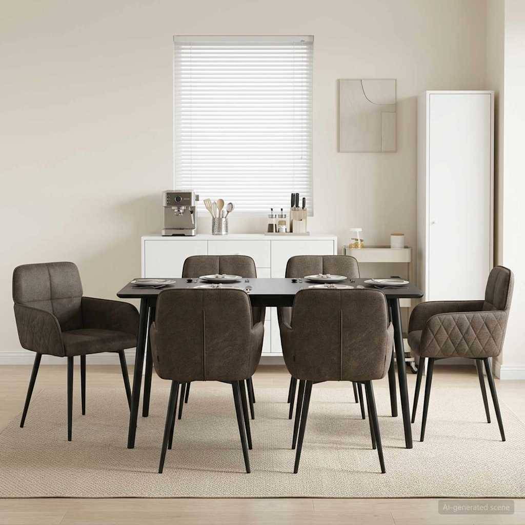 vidaXL Esszimmerstühle 6 pcs Kunstwildleder Dunkelgrau