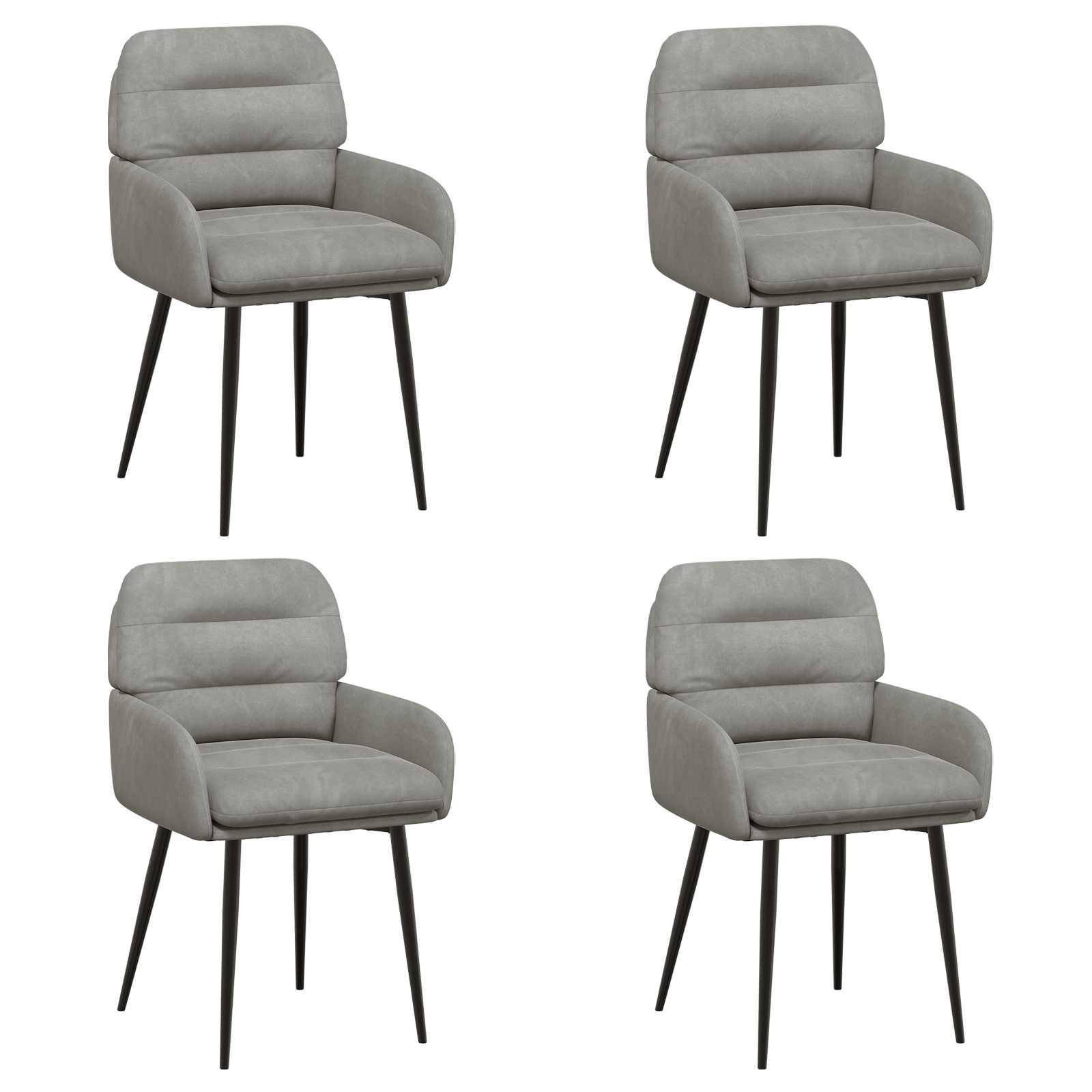 vidaXL Esszimmerstühle 4 pcs Samt (V) Hellgrau 59 x 59,5 x 90 cm